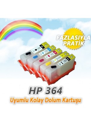 HP 364 (5 renk) Uyumlu Kolay Dolan Kartuş - ÇİPLİ